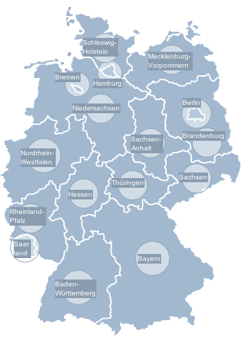 Deutschlandkarte mit Bundeslandsuche